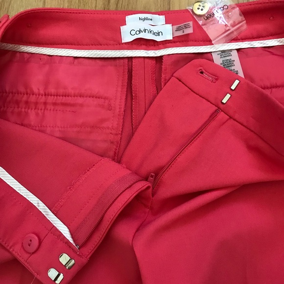Final sale New WOT Calvin Klein Barbie Pink Trousers dress pants Button Detail - Picture 3 of 8